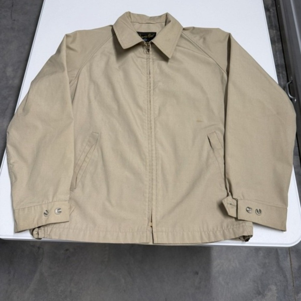 Vintage 70s Clipper Mist Mens Tan‎ Lightweight Harrington Zip Up Jacket Size 40